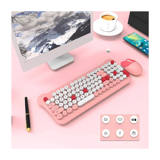 Combo Teclado Diseño Gato + Mouse Inalámbrico AS-212