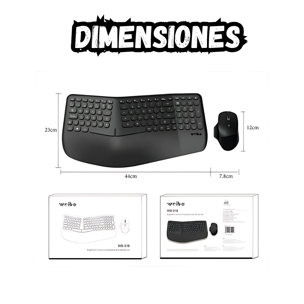 Combo Teclado y Mouse Ergonomico Inalambrico 218