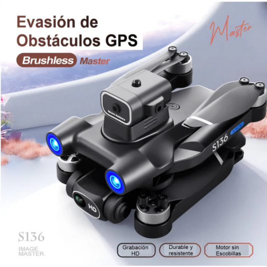 DRONE PROFESIONAL GPS MOTOR BRUSHLESS CAMARA DUAL 720P WIFI 5G SENSOR DE EVITACIÓN DE OBSTÁCULOS S136 MINI