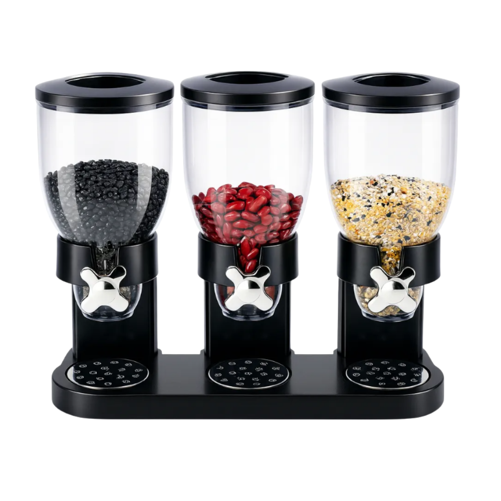 Dispensador Triple de Cereales y Granos Secos Cocina Premium