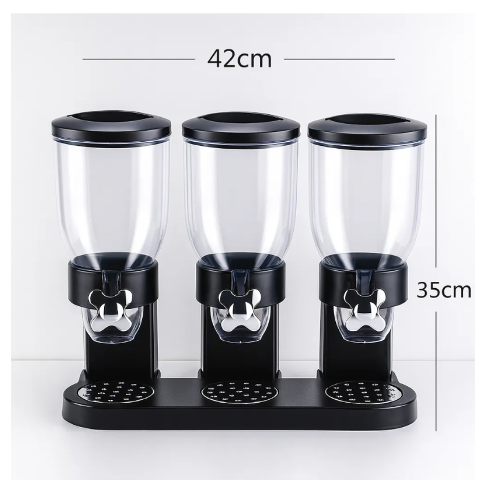 Dispensador Triple de Cereales y Granos Secos Cocina Premium