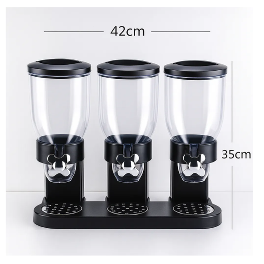 Dispensador Triple de Cereales y Granos Secos Cocina Premium