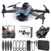 Dron M3 Max Rc Quadcopter, dual cámaras HD 4K, Wifi, Fpv, evitación de obstáculos, Control remoto con baterías y estuche de transporte.