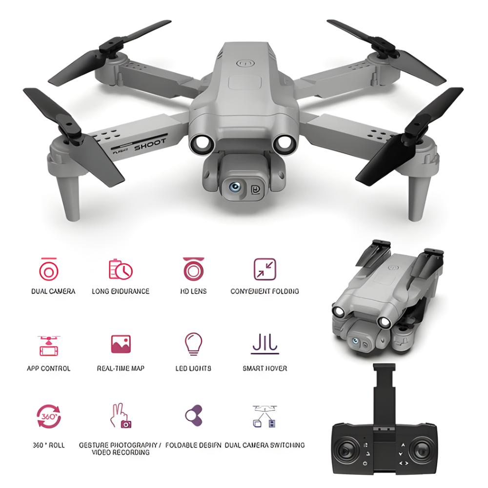 Drone Wifi Con Cámara Doble Estuche F195 Estabilizador de Vuelo