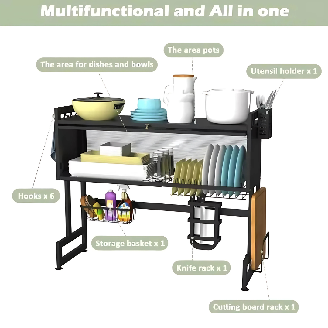 Escurridor Platos Cocina Con Gabinete Color Negro 65cm