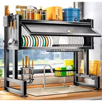 Escurridor Platos Cocina Con Gabinete Color Negro 65cm