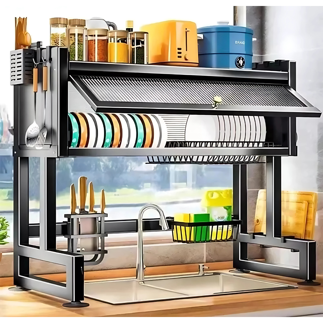 Escurridor Platos Cocina Con Gabinete Color Negro 65cm