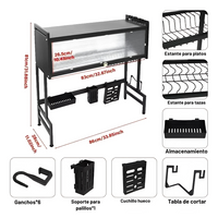 Escurridor Platos Cocina Con Gabinete Color Negro 65cm