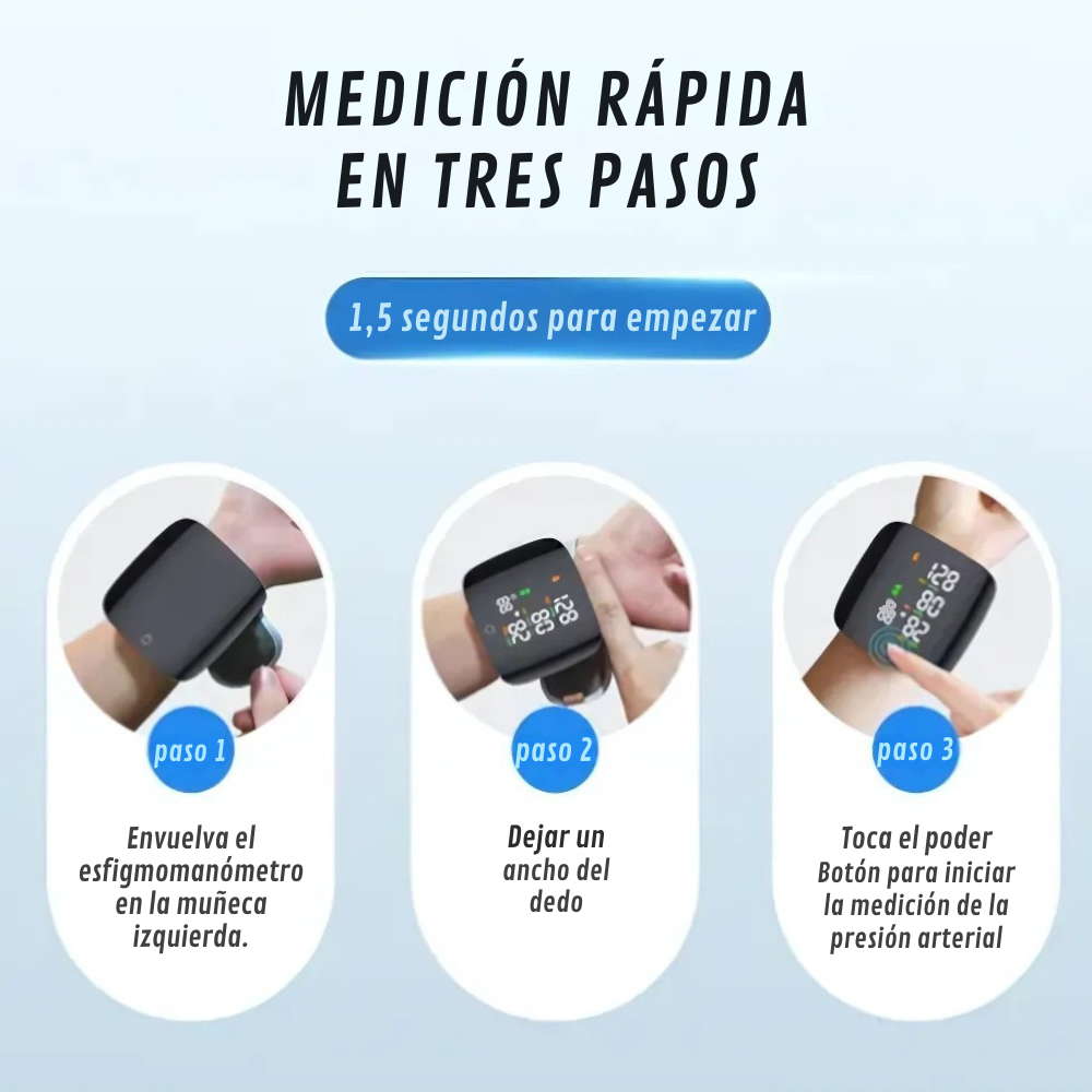 Tensiómetro Digital Recargable Voz Muñeca Presión Arterial