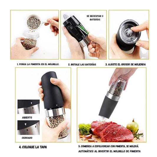 Moledor Triturador Dispensador Automático Sal Pimienta