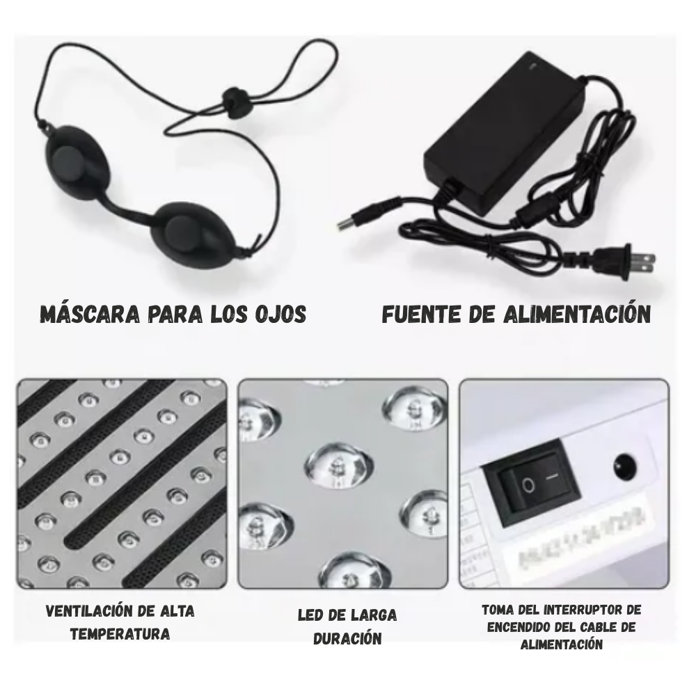 Lámpara Led Fototerapia Facial 7 Colores Tratamiento Gafas