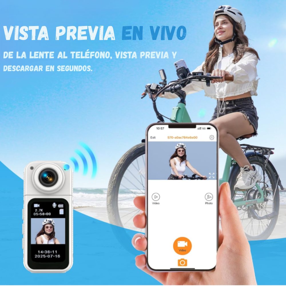 Cámara De Video Deportiva Wifi 2.7k Lente Giratorio