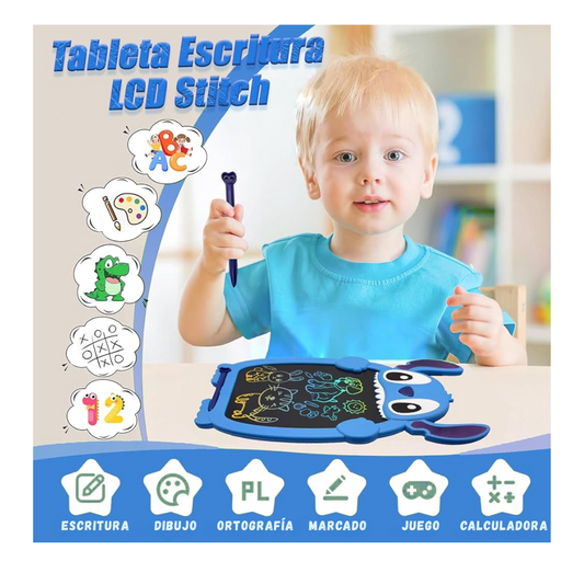 Pizarra Magica Lcd Multicolor Dibujos Stitch Azul