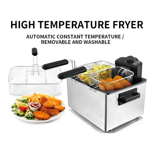 Freidora De Aceite Eléctrica 2 Cestas En Acero Capacidad 5l - Plateado - 50/60 Hz