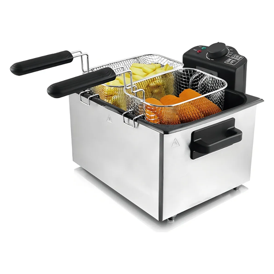 Freidora De Aceite Eléctrica 2 Cestas En Acero Capacidad 5l - Plateado - 50/60 Hz