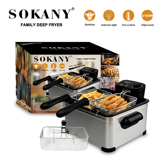 Freidora De Aceite Eléctrica 2 Cestas En Acero Capacidad 5l - Plateado - 50/60 Hz