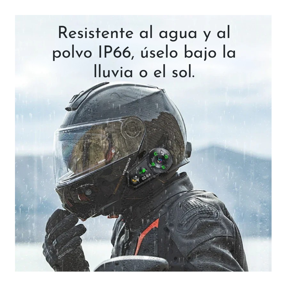 Intercomunicador Bluetooth Grupal 6 Conexiones Música Ip66