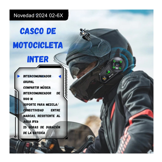 Intercomunicador Bluetooth Grupal 6 Conexiones Música Ip66