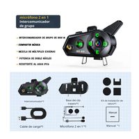 Intercomunicador Bluetooth Grupal 6 Conexiones Música Ip66