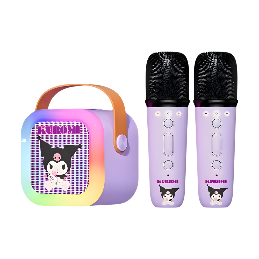 Kit Parlante y Doble Microfono Karaoke Inalambrico Kuromi