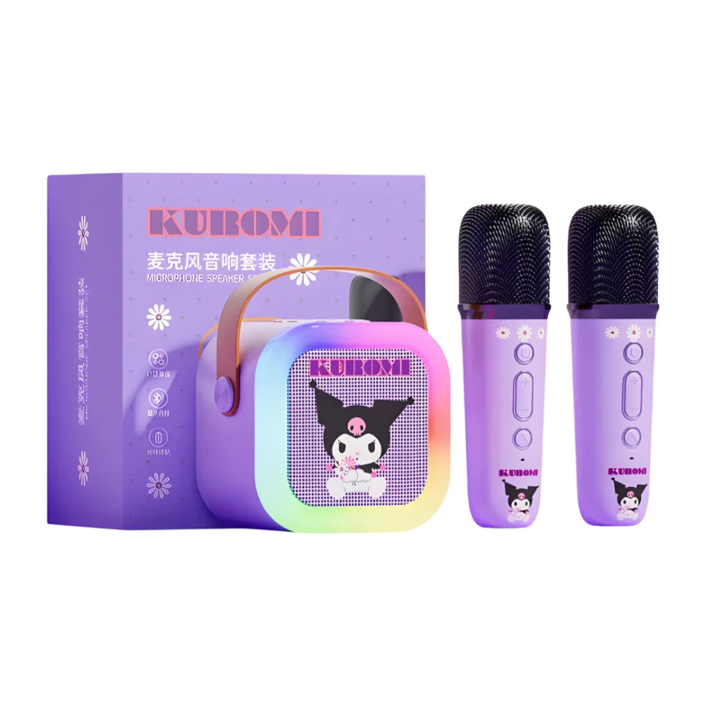 Kit Parlante y Doble Microfono Karaoke Inalambrico Kuromi