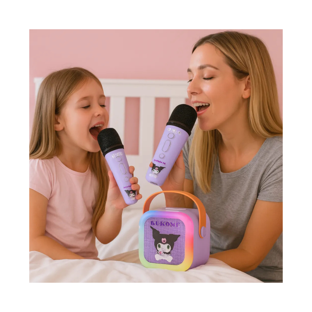 Kit Parlante y Doble Microfono Karaoke Inalambrico Kuromi