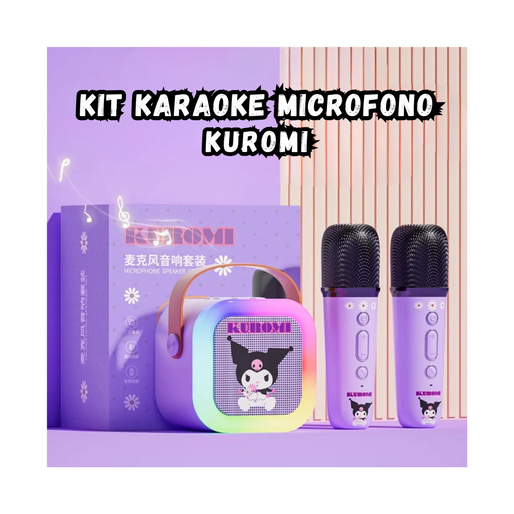 Kit Parlante y Doble Microfono Karaoke Inalambrico Kuromi