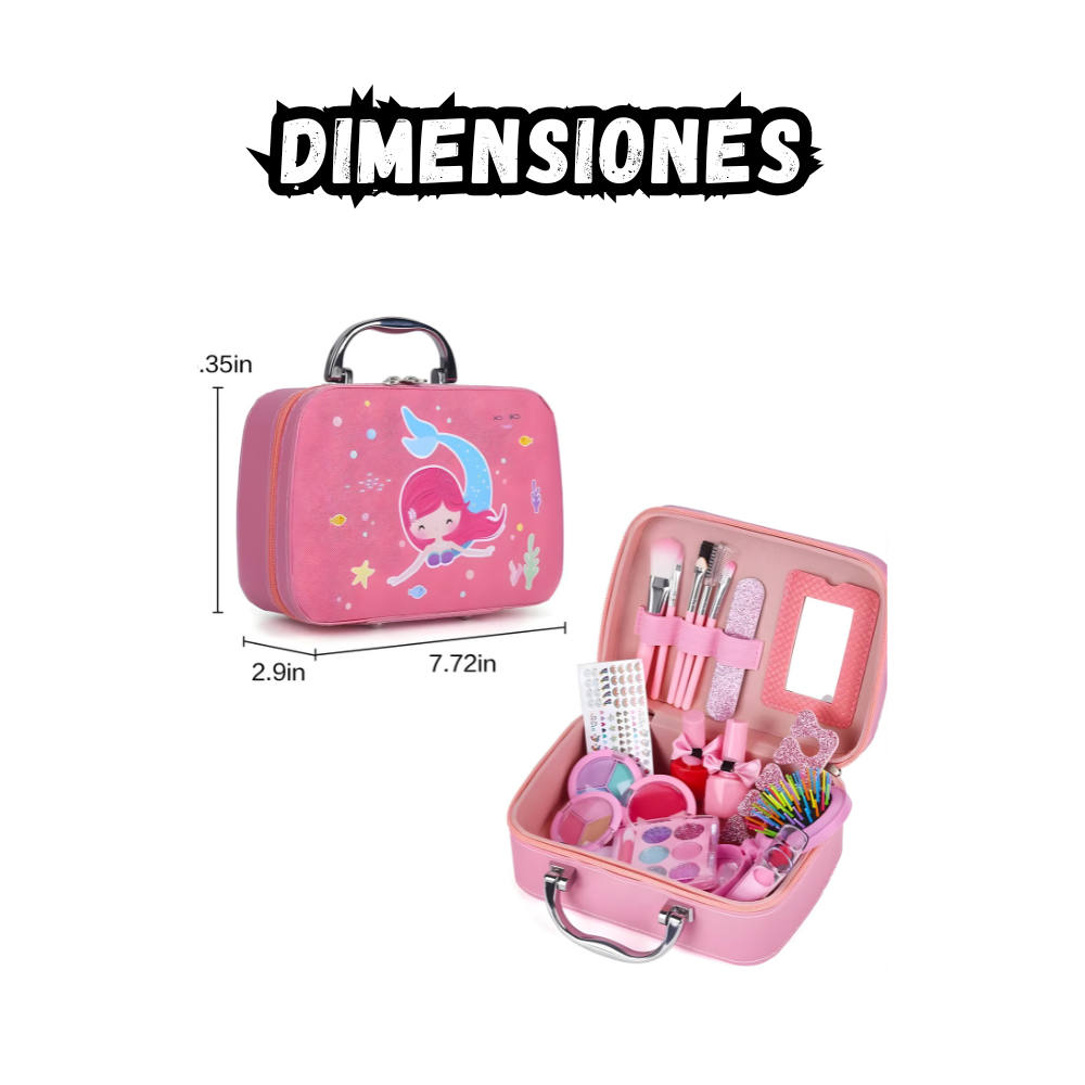 Maletín De Cosméticos Para Niñas Lavable No Toxico Rosado