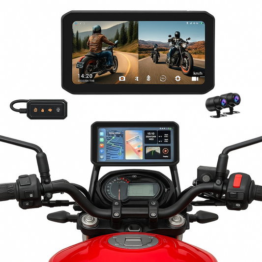 Cámara Para Moto Doble Lente Gps Pantalla Carplay Dvr 1080p
