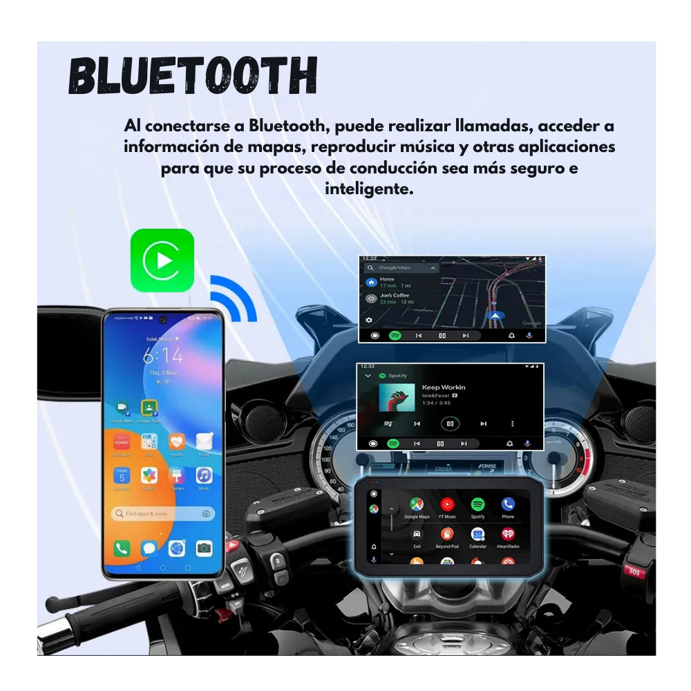 Cámara Para Moto Doble Lente Gps Pantalla Carplay Dvr 1080p