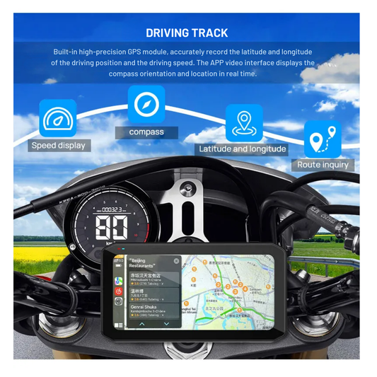 Cámara Para Moto Doble Lente Gps Pantalla Carplay Dvr 1080p
