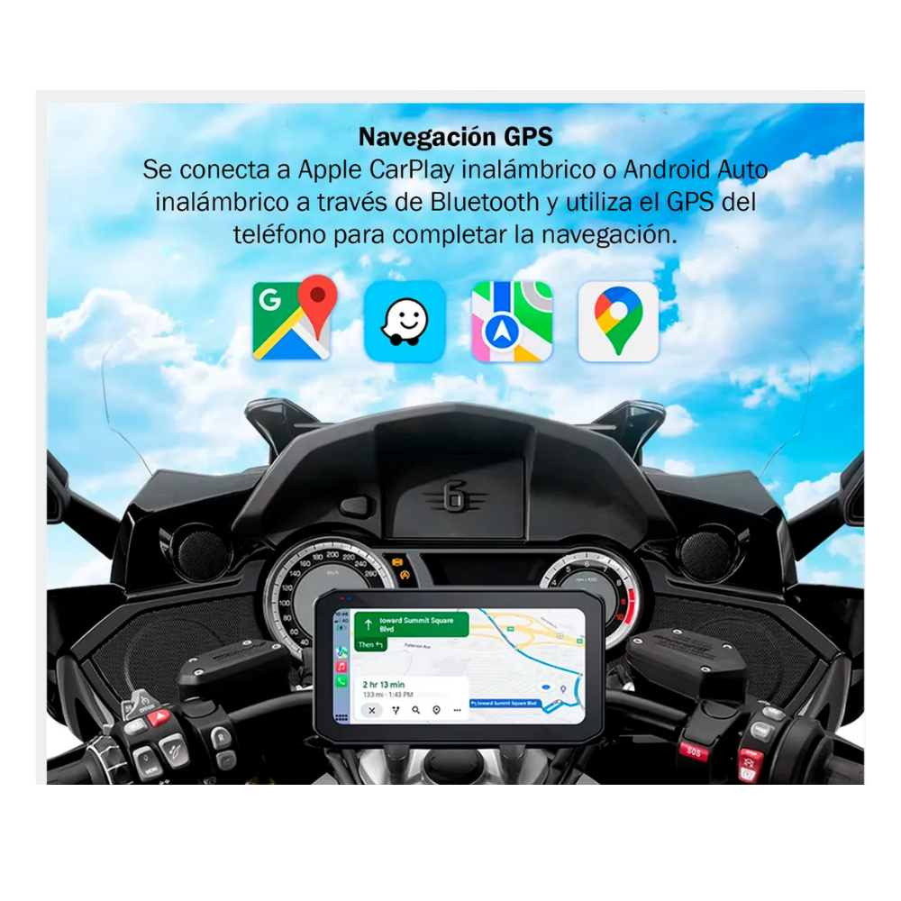 Cámara Para Moto Doble Lente Gps Pantalla Carplay Dvr 1080p