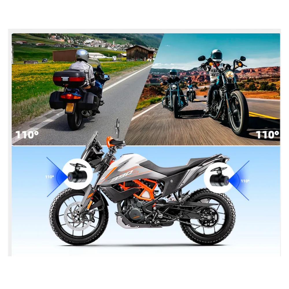 Cámara Para Moto Doble Lente Gps Pantalla Carplay Dvr 1080p