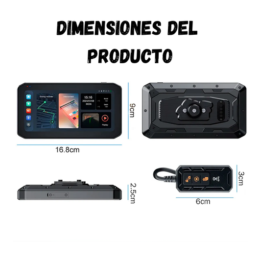 Cámara Para Moto Doble Lente Gps Pantalla Carplay Dvr 1080p