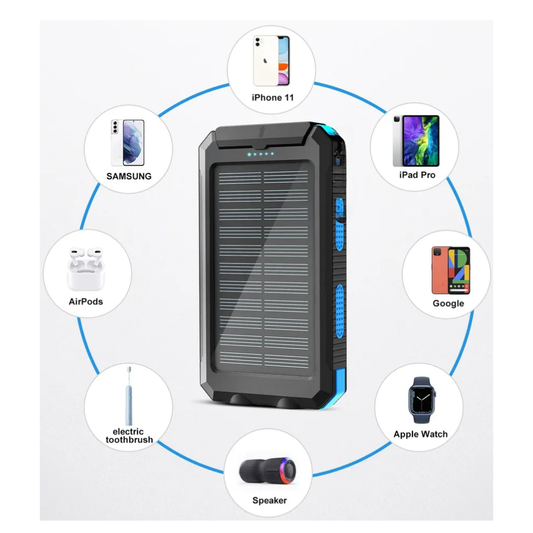 Power Bank Solar 20.000 Mah Carga Rapida Brujula Y Linterna