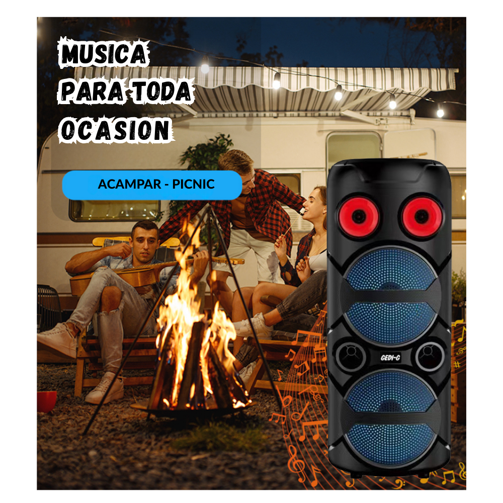 Parlante Bluetooth Torre Doble Bocina Portátil + Micrófono