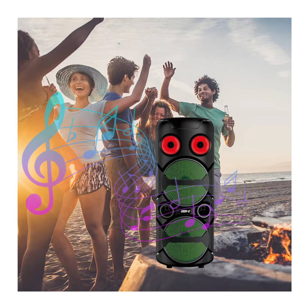 Parlante Bluetooth Torre Doble Bocina Portátil + Micrófono