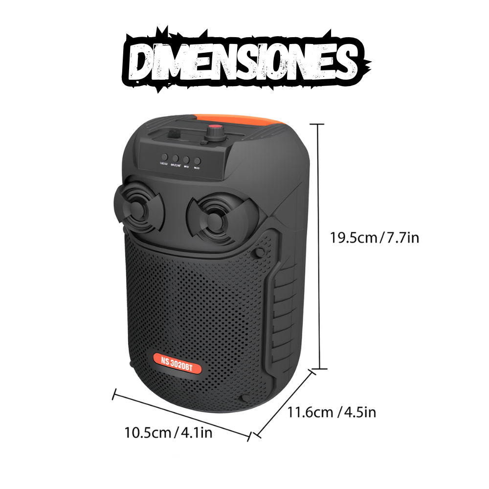 Parlante Portatil Recargable Bluetooth 8 Pulgadas MS-2030 BT