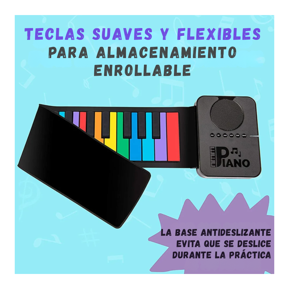 Piano Flexible Portátil 49 Teclas con Sonido Real y USB