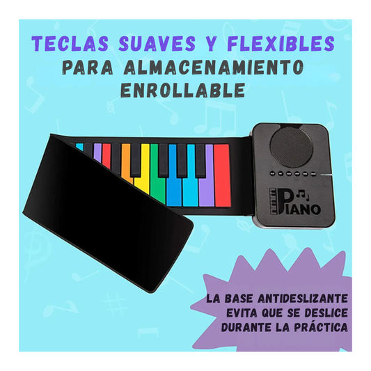 Piano Flexible Portátil 49 Teclas con Sonido Real y USB