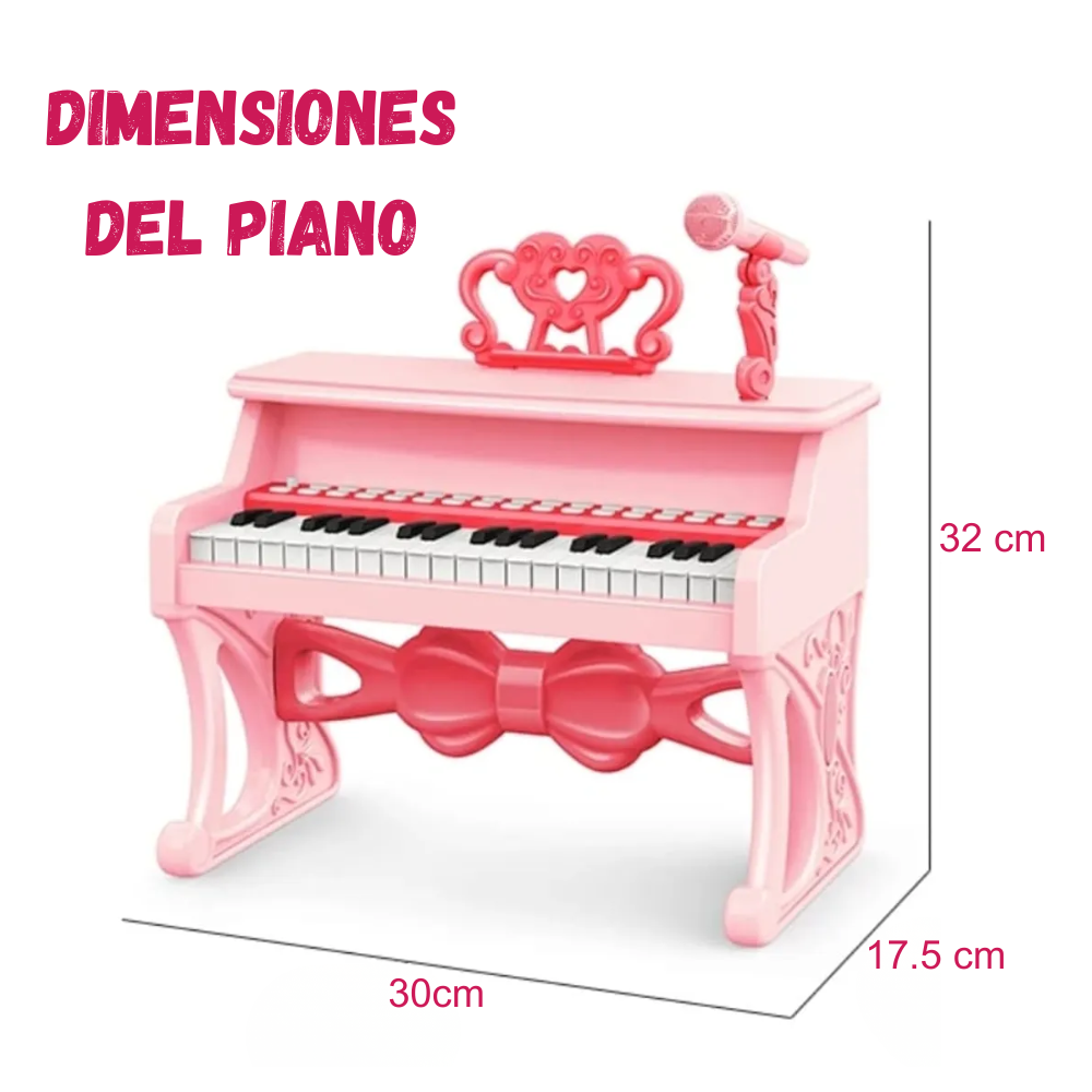 Piano Electrónico Infantil 25 Teclas Diseño Clásico Rosa