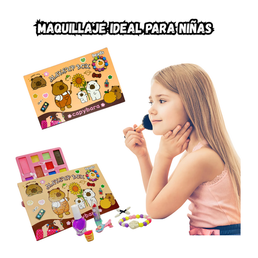 Set de maquillaje capibara lavable no toxico para niñas