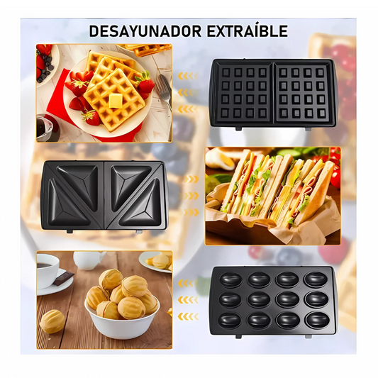 Sandwichera 6 En 1 Moldes Intercambiables Antiadherente