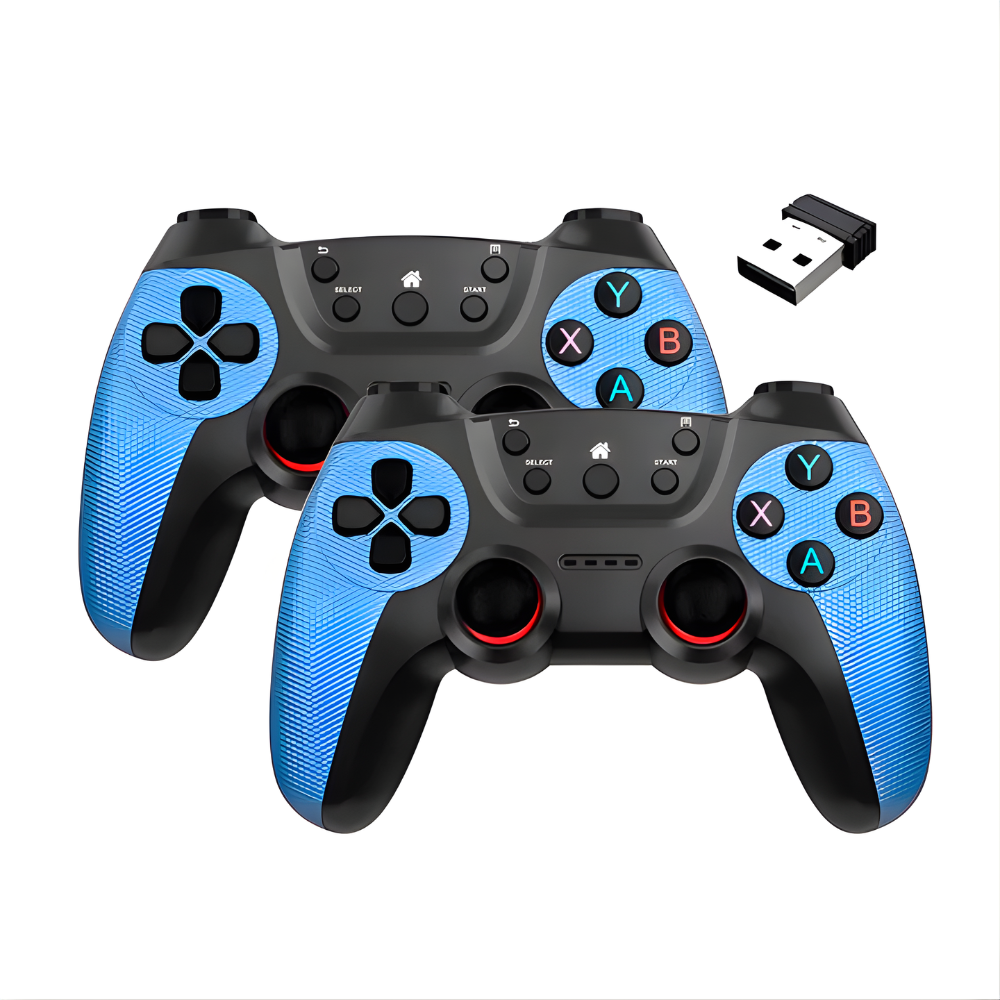 Set de Doble Control Gamer Inalambricos Usb Joystick 2,4 G Azul