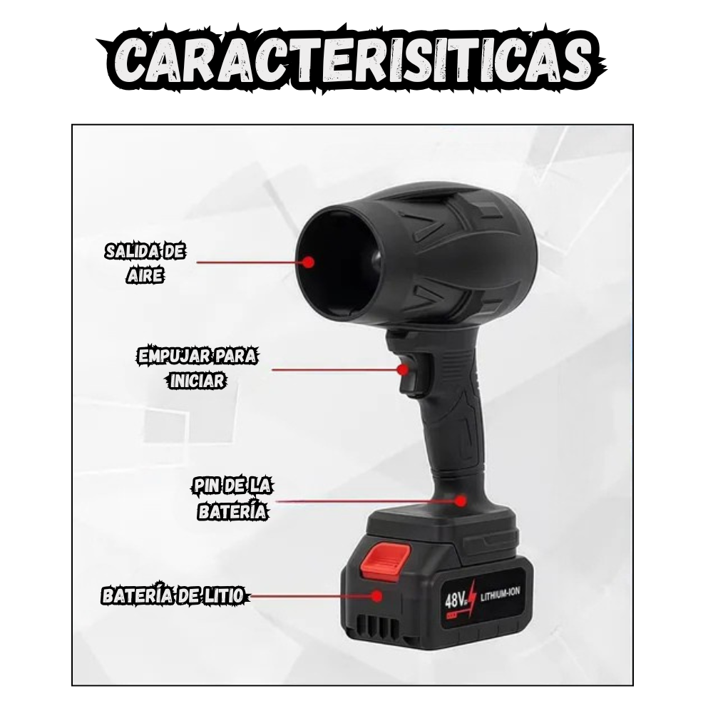 Soplador De Hojas Inalambrico Portatil 35000 PA