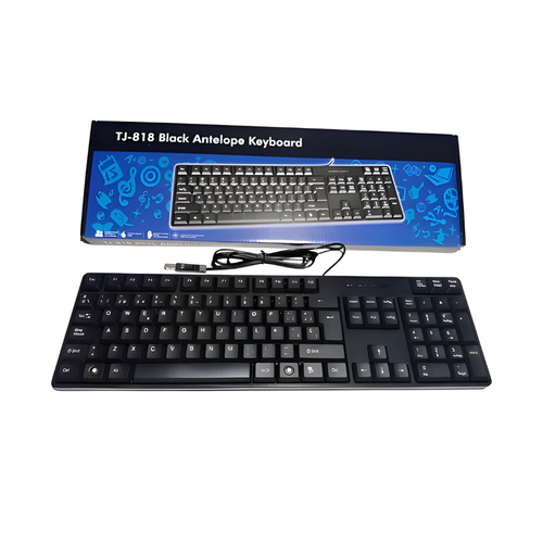 Teclado Usb Tj-818 Ergonómico Español Para Oficina Pc