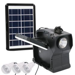 Radio Portátil Multifuncional Bluetooth Kit Solar 3 LED USB